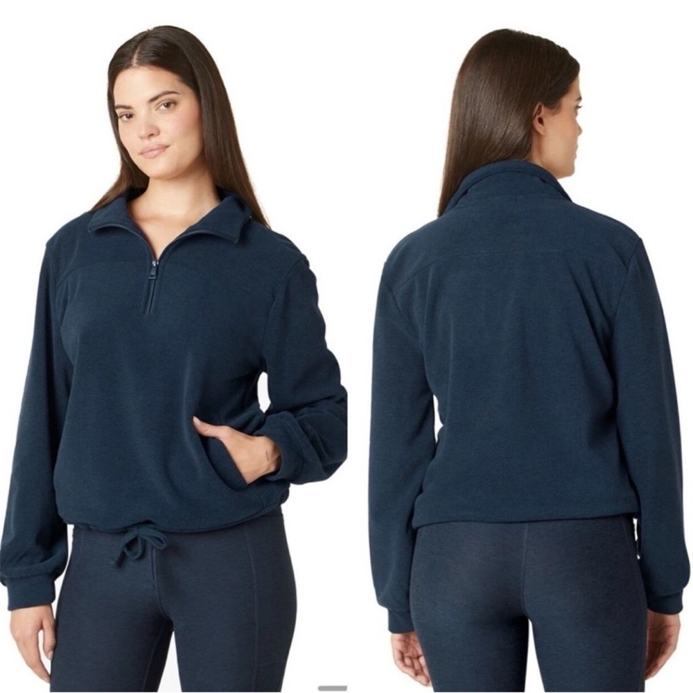 Beyond Yoga Terrain Pullover Nocturnal Navy Quarter Zip Sweatshirt Size Small